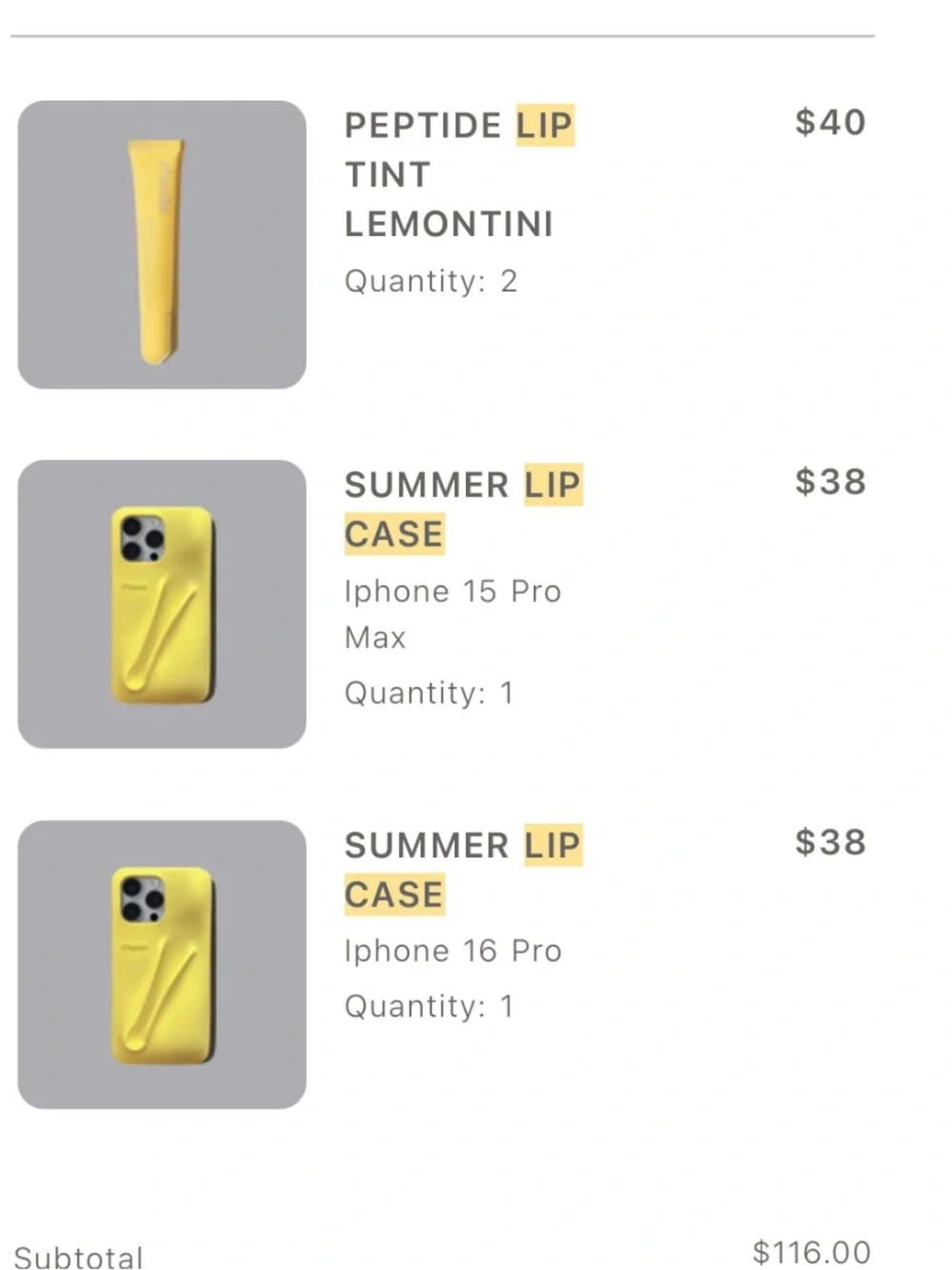 Rhode Lemontini Lip Case & Treatment Bundle (iPhone 16 Pro)